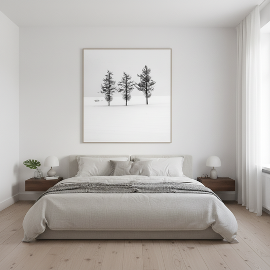 Fine art photography - Mittsu no Karamatsu (Three Larches) Japanese-inspired minimalist art in residential setting