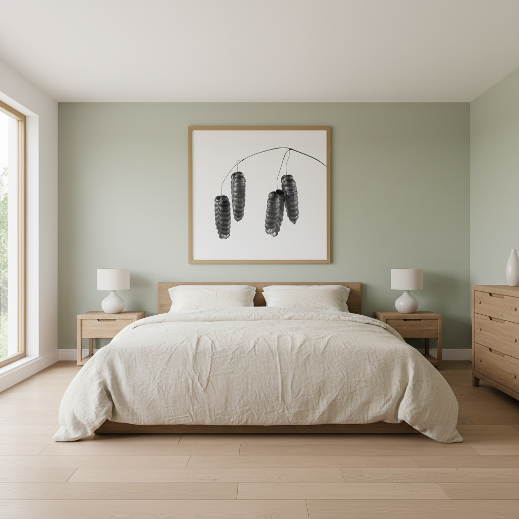 Hanging catkins in generous bedroom - square